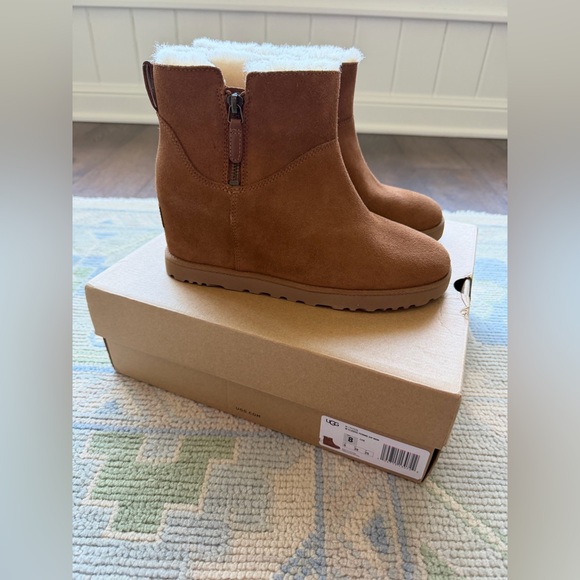 UGG Shoes - Womens chestnut classic femme zip mini boot size 8